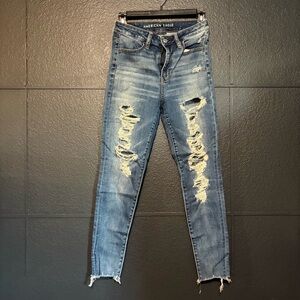 American Eagle Outfitters Ripped Light Blue Skinny Jeans